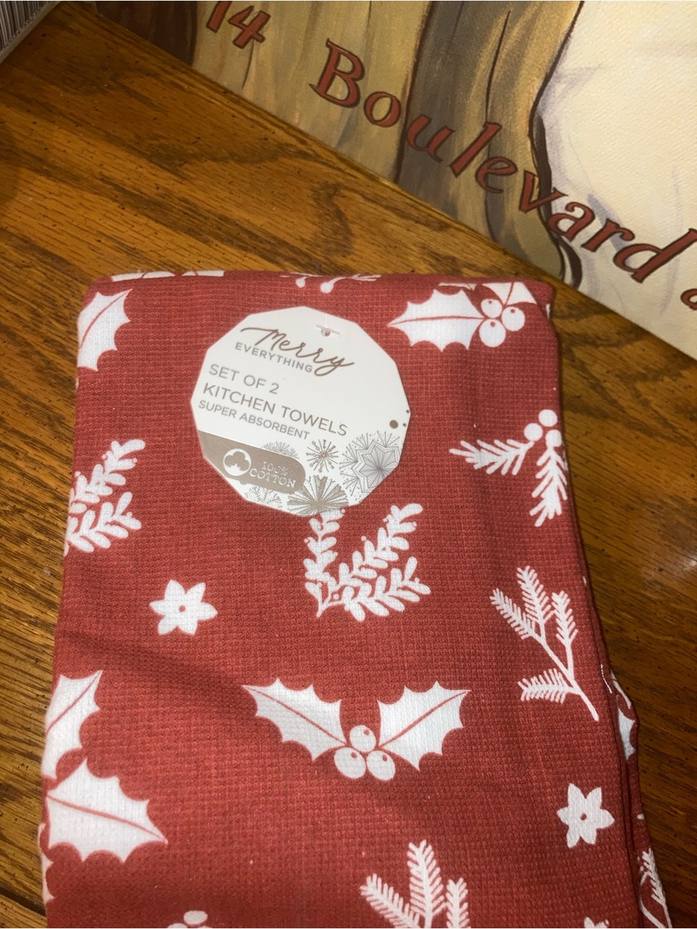 Holiday Kitchen Towels - Set of 2 Red & White  - NWT